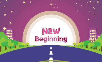 Image showing a rainbow with text New Beginning